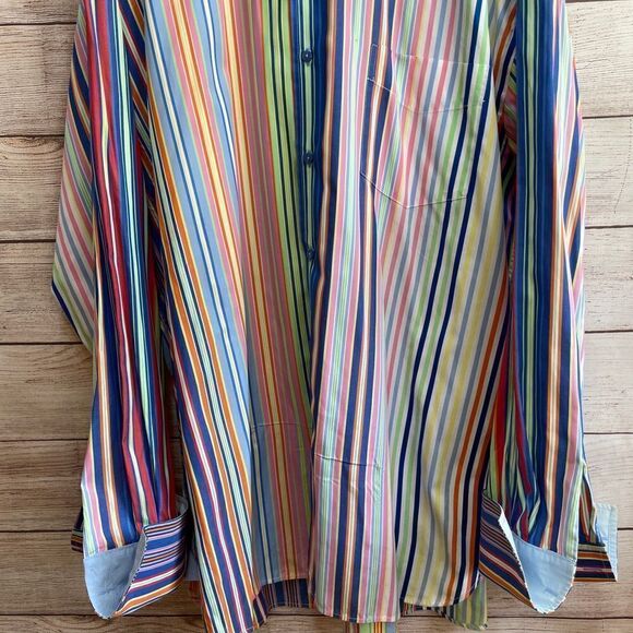VINTAGE TOMMY HILFIGER BRIGHT MULTICOLORED STRIPES SHIRT - Picture 4 of 10